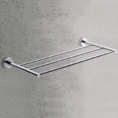 Towel Rack With Shelf - Chrome, Wall Mounted, Modern